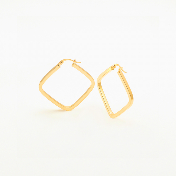 Square Beyond Compare Gold Hoops Bali Earrings