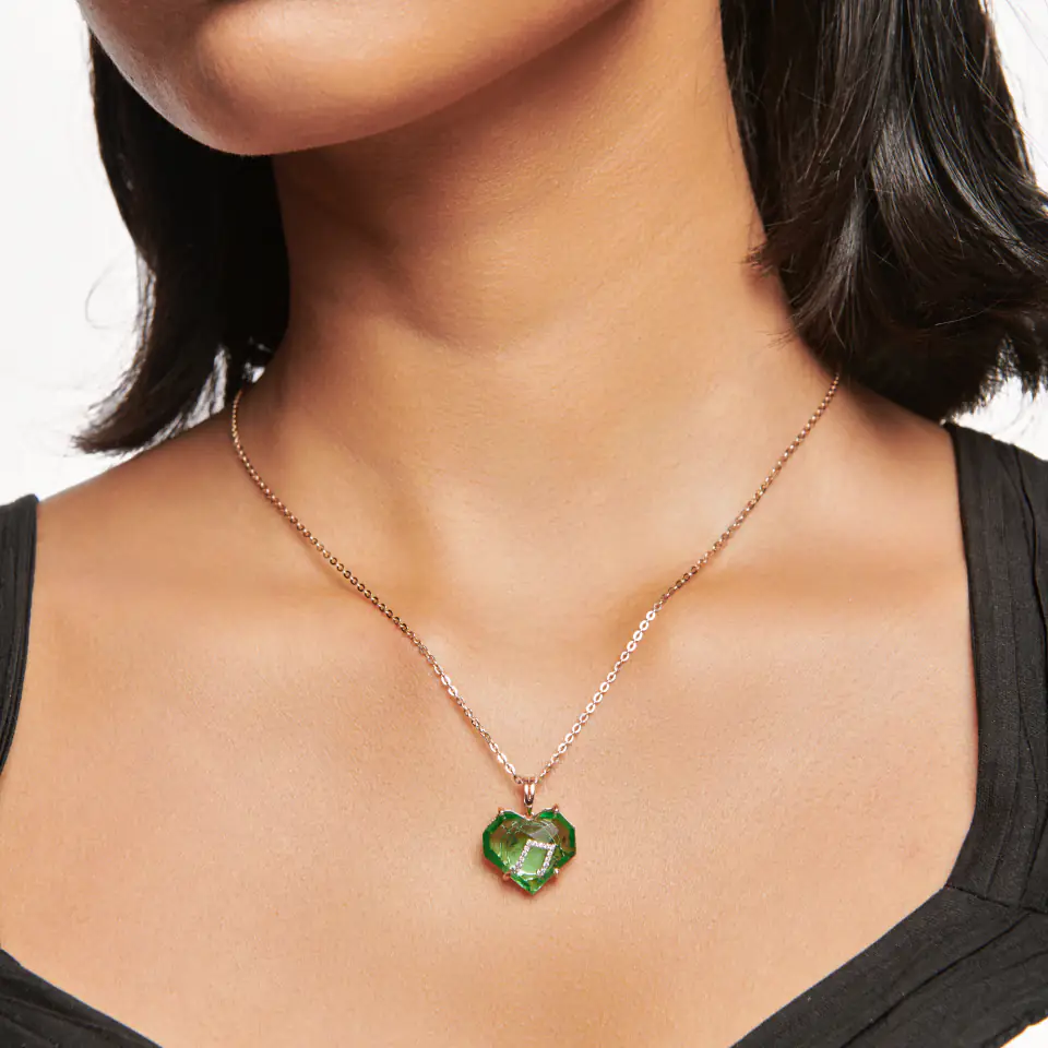 Whimsical Heart Green Gemstone Pendant