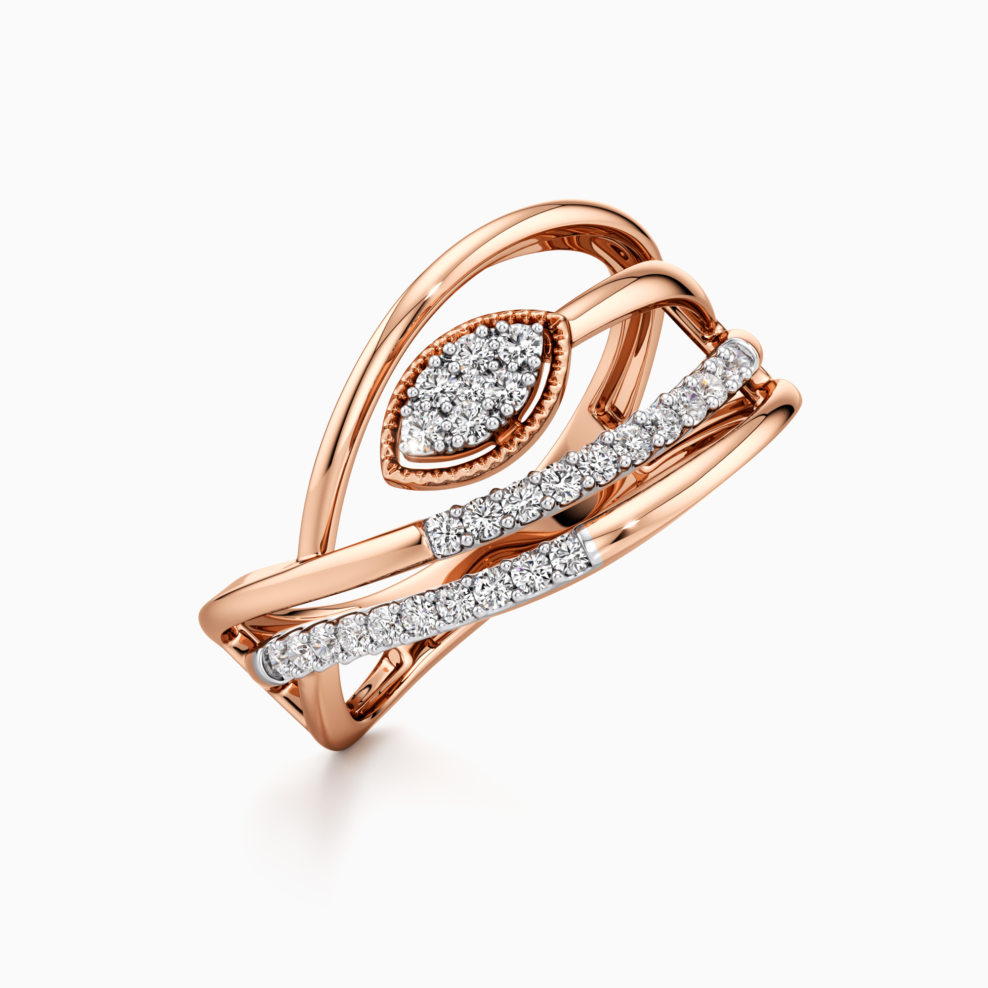 Leaf in Stem Diamond Ring 
